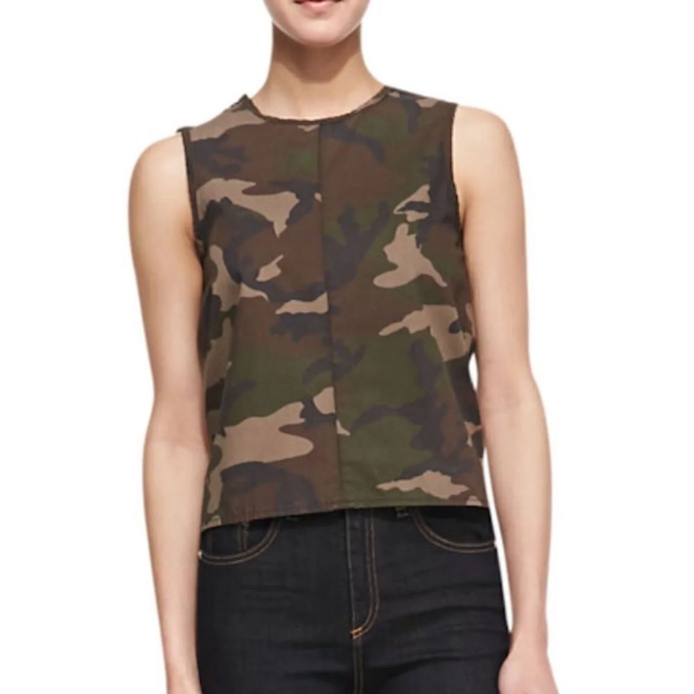 Rag And Bone Nicole Camo Army Sleeveless Split Back M